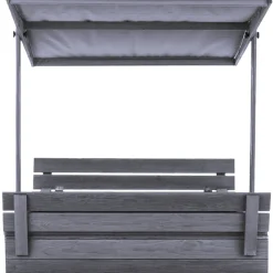 Sandkasse m/tag og bænk grå 120 x 120 cm - Nordic Play