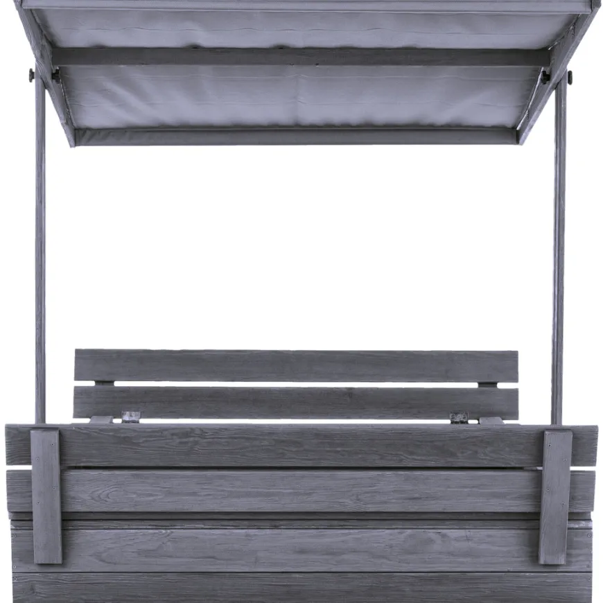 Sandkasse m/tag og bænk grå 120 x 120 cm - Nordic Play