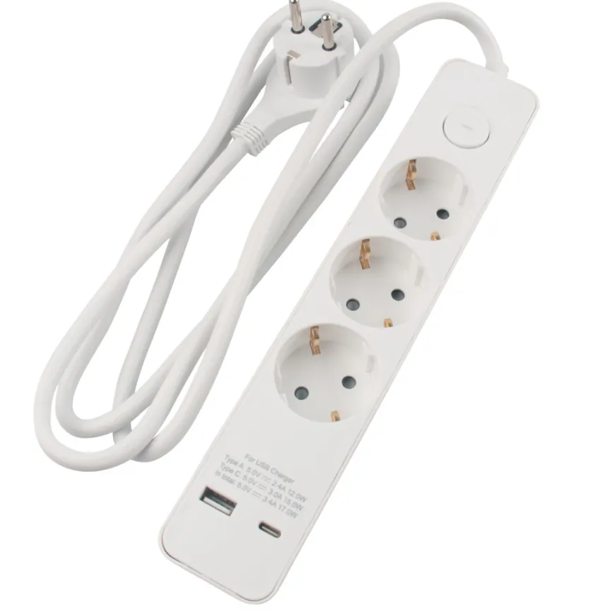 3-Stikdåse med USB-opladning hvid - Elworks