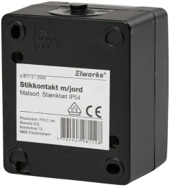 Stikkontakt m/jord matsort - Elworks