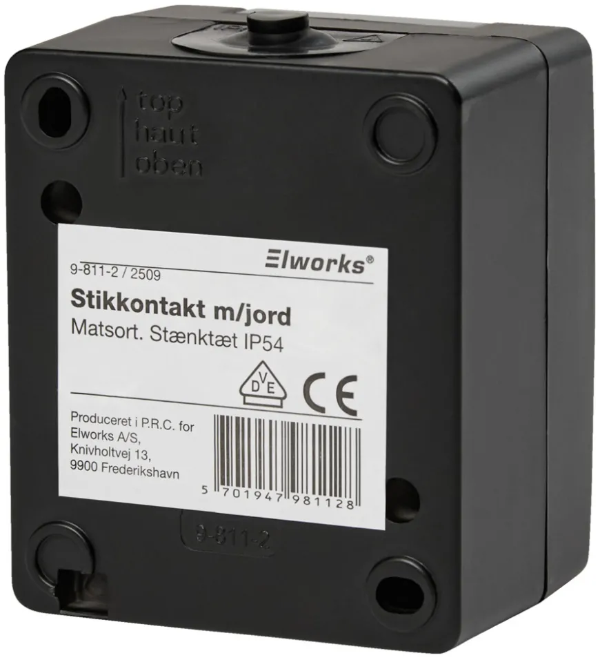 Stikkontakt m/jord matsort - Elworks