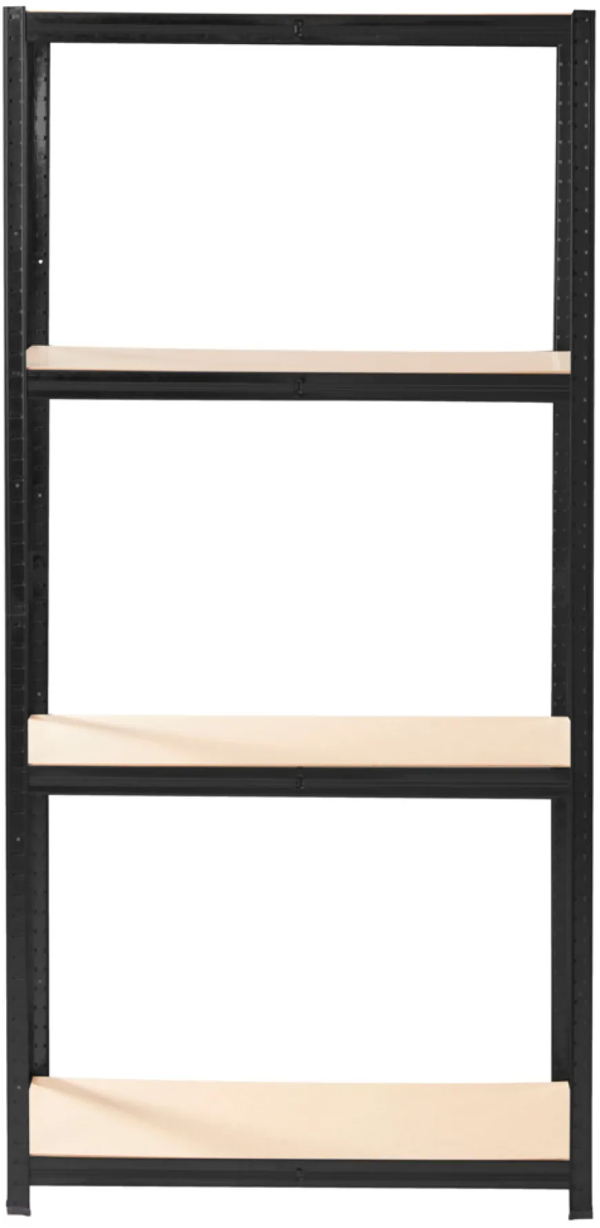 Stålreol sort m/4 hylder 90 x 190 x 40 cm