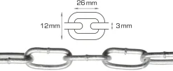 Svejst langleddet kæde 3 mm x 5 meter