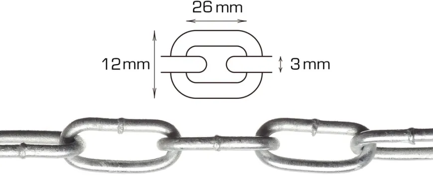 Svejst langleddet kæde 3 mm x 5 meter