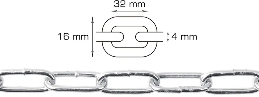 Svejst langleddet kæde 4 mm x 5 meter