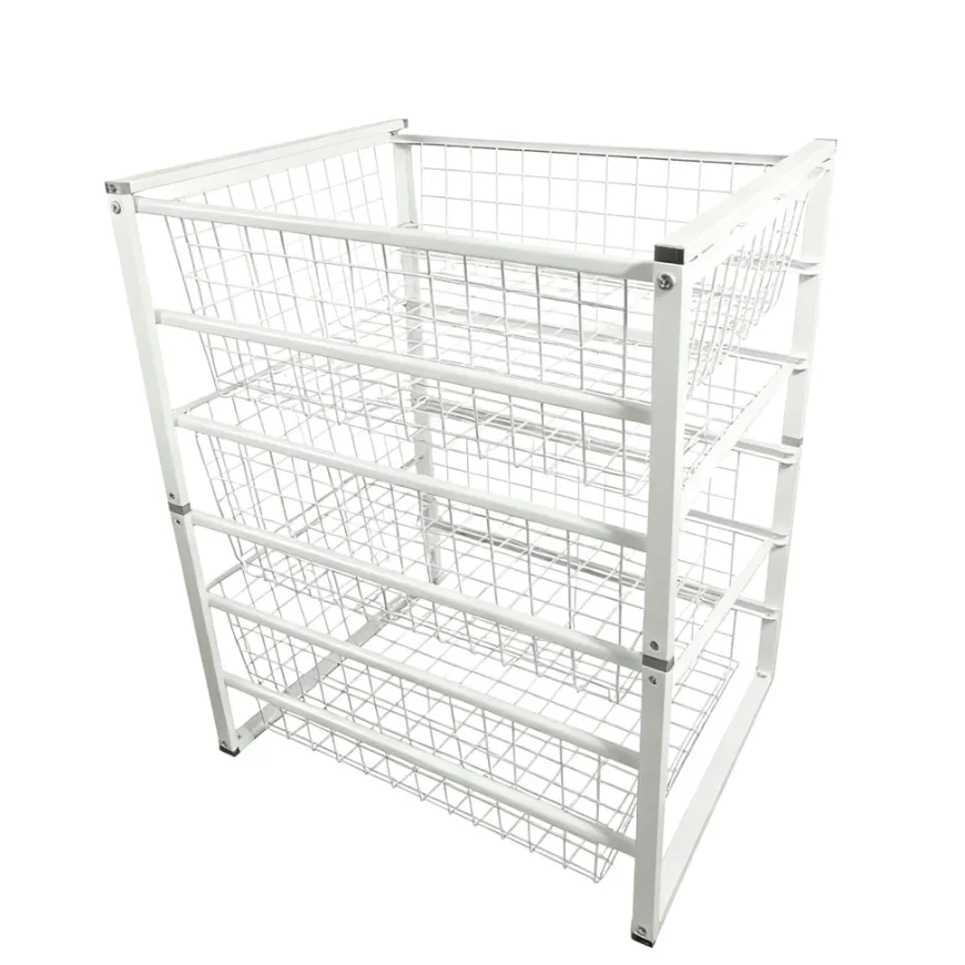 Trådreol m/3 skuffer hvid 63 x 43,5 x 54,5 cm - Homefixer