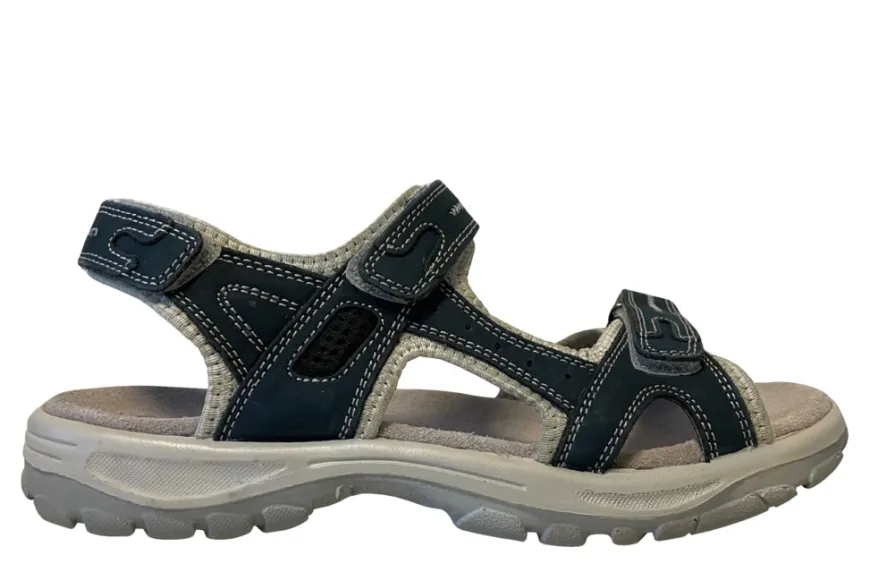 Trekkingsandaler dame denimfarvet læder str. 38