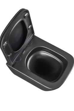 Væghængt toilet kantet m/Vortex skyl - sort