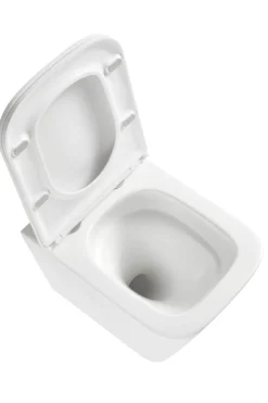 Væghængt toilet kantet m/Vortex skyl - hvid