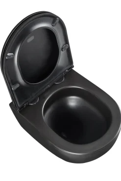 Væghængt toilet rund m/Vortex skyl - sort