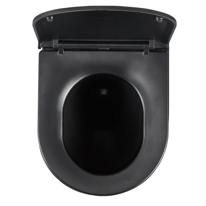 Væghængt toilet rund m/Vortex skyl - sort