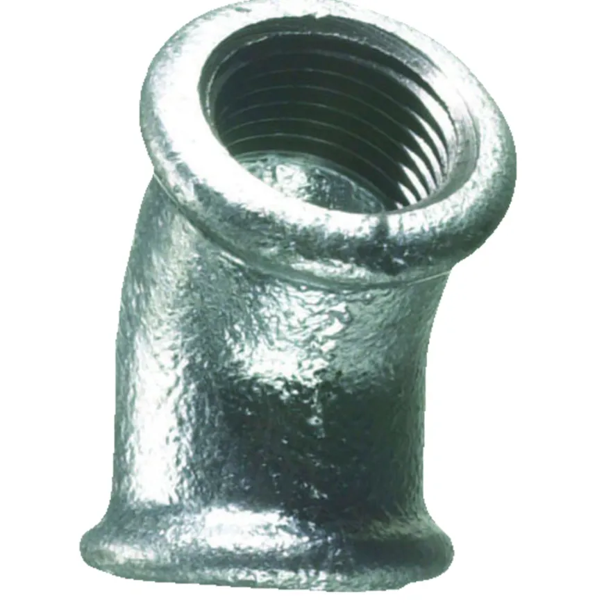 Vinkel galvaniseret 1/2" - muffe/muffe 45 gr.